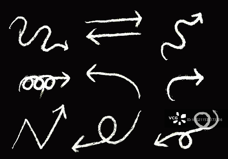 一组不同的手绘箭头图片素材