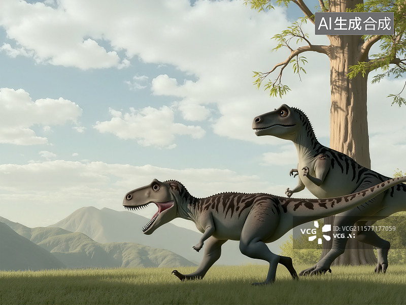 【AI数字艺术】恐龙咆哮史前巨兽震撼登场图片素材
