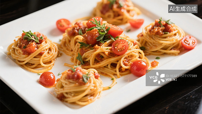 【AI数字艺术】高级餐厅意大利面拼盘图片素材