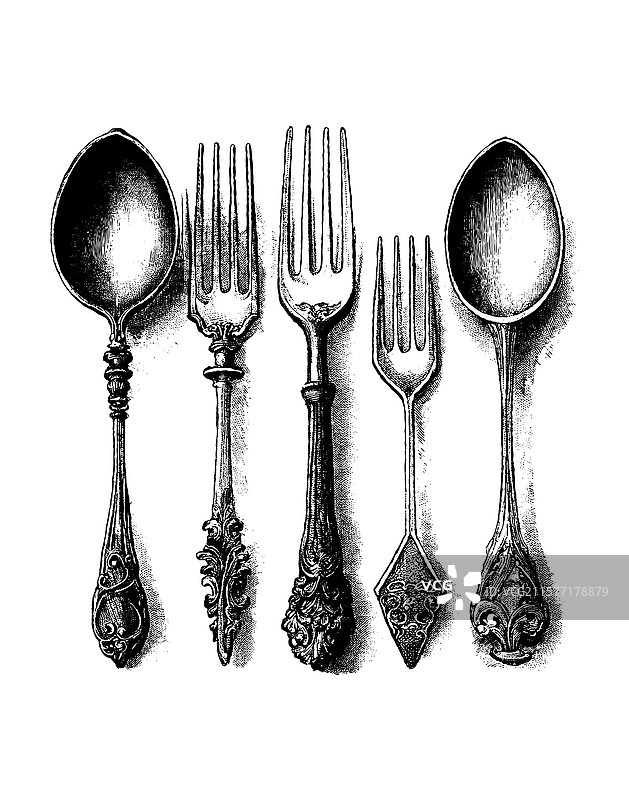 一套复古华丽的餐具图片素材