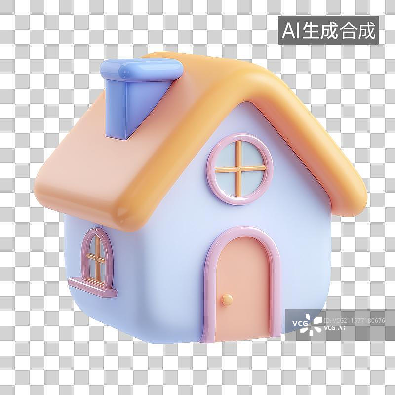 【AI数字艺术】卡通房子3d图标图片素材