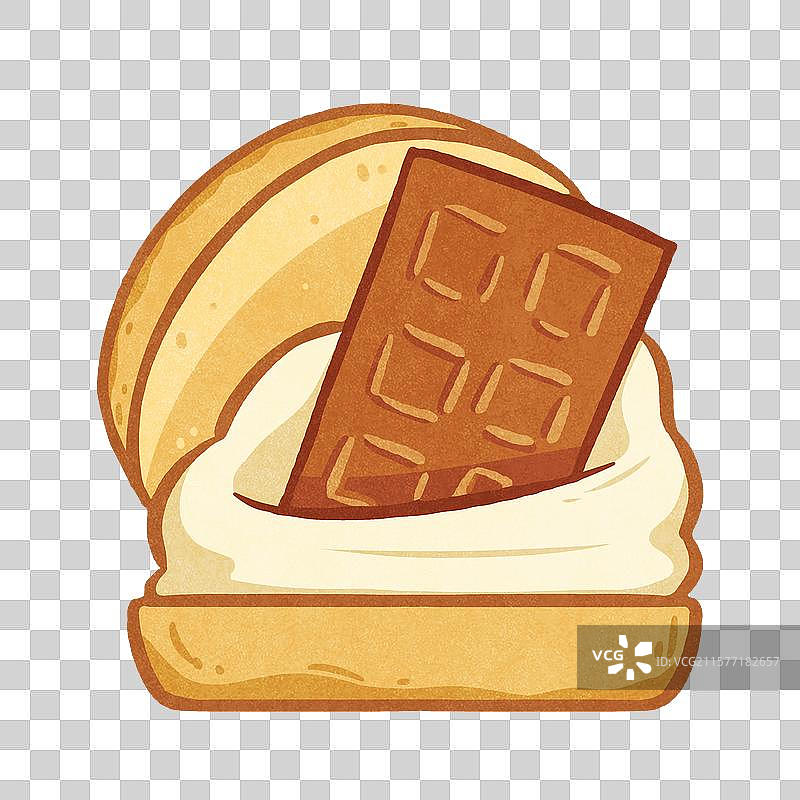 卡通巧克力夹心面包插画图片素材