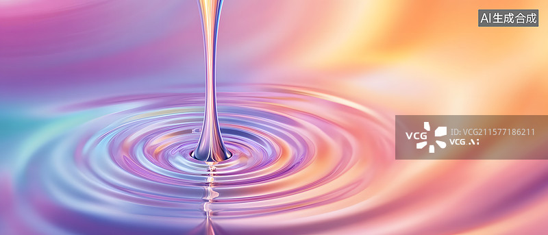 【AI数字艺术】色彩斑斓的水滴涟漪图片素材