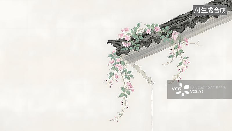 【AI数字艺术】水墨画居右图片素材