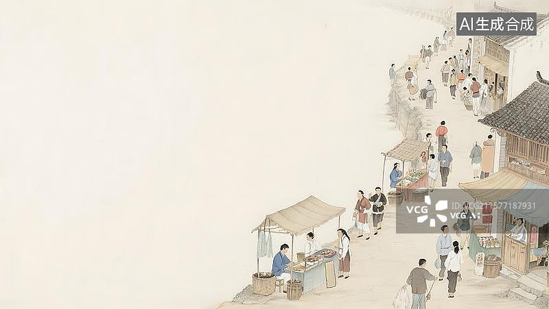 【AI数字艺术】水墨画居右图片素材