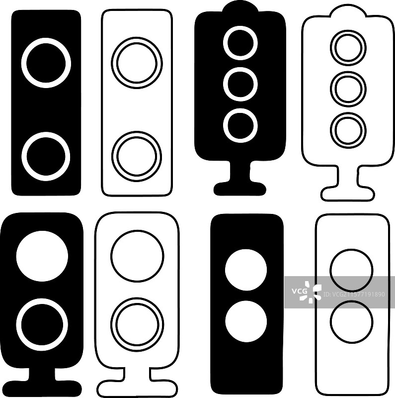 交通信号灯剪影图标合集图片素材