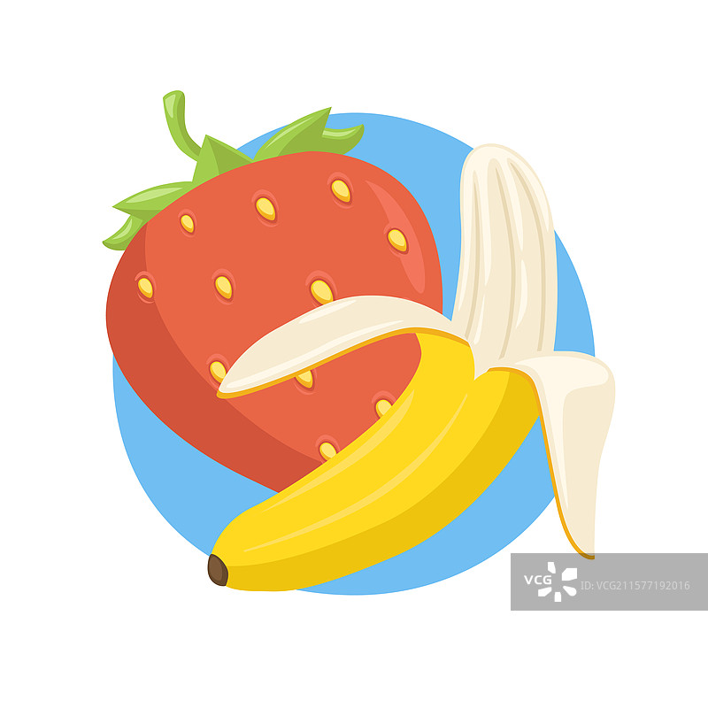 草莓和香蕉的标志表情符号图标图片素材
