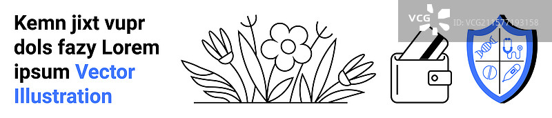 带有信用卡的花卉元素钱包图片素材