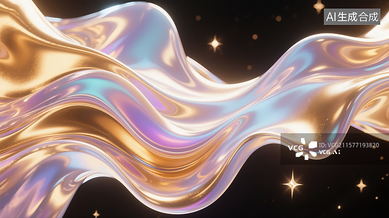 【AI数字艺术】绚丽多彩的流体波浪光影插画图片素材