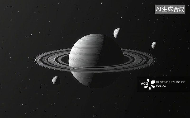 【AI数字艺术】宇宙星星行星星环黑色背景图片素材