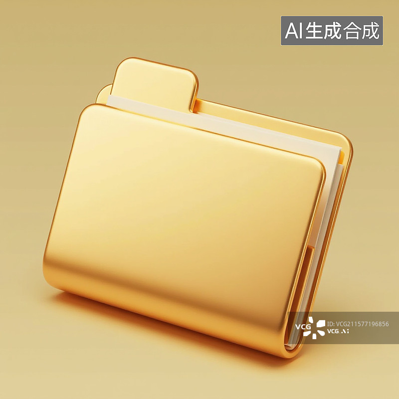【AI数字艺术】3D金色文件图标图片素材