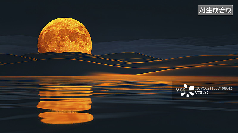 【AI数字艺术】海上生明月插画图片素材