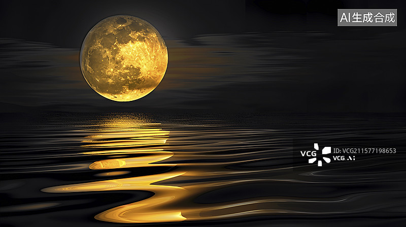 【AI数字艺术】海上生明月插画图片素材