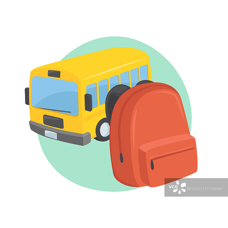 校车和书包表情符号图标图片素材