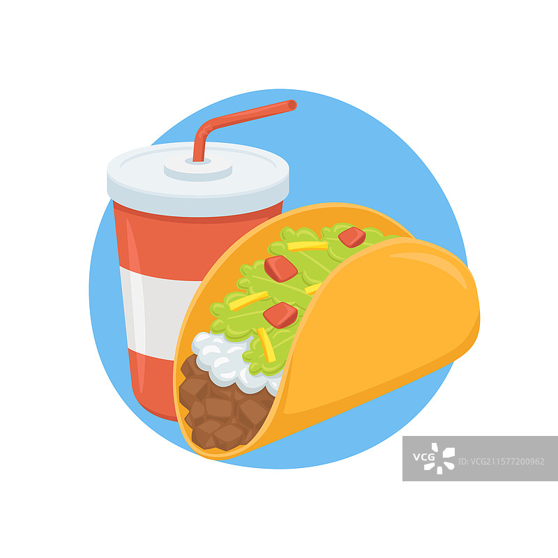 菜单中的塔可和苏打水表情图标图片素材