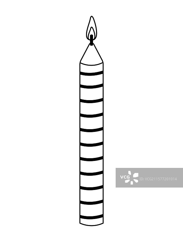 五彩斑斓的条纹蜡烛，点燃的火焰图片素材