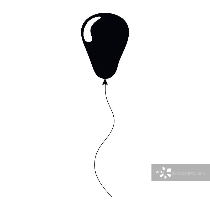 黑色气球在上方漂浮，下面有一根细绳。图片素材