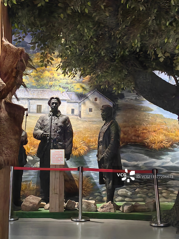 红色苏区党的摇篮江西瑞金沙洲坝红井革命旧址雕塑图片素材