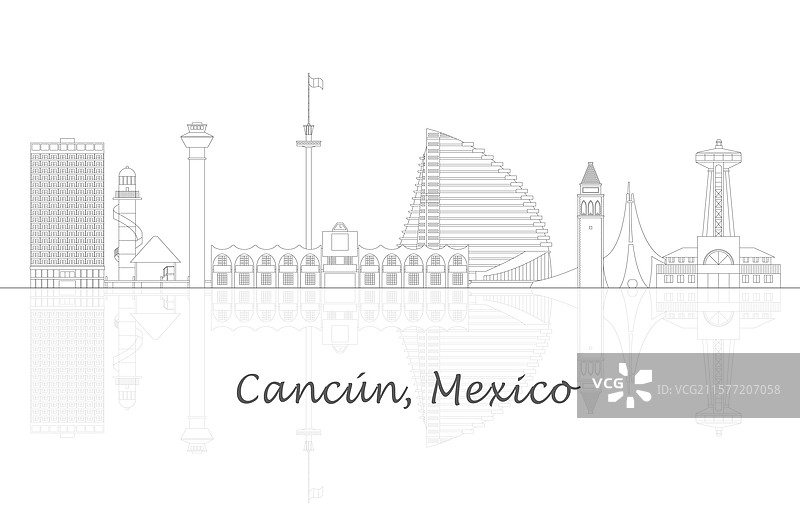 墨西哥坎昆城市的天际线全景图片素材