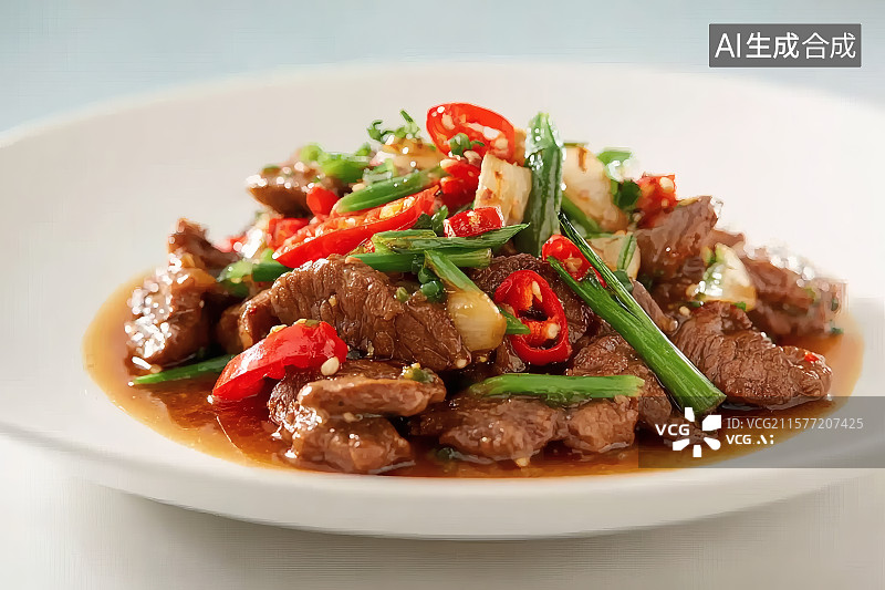 【AI数字艺术】传统湘菜，餐盘中的小炒肉图片素材