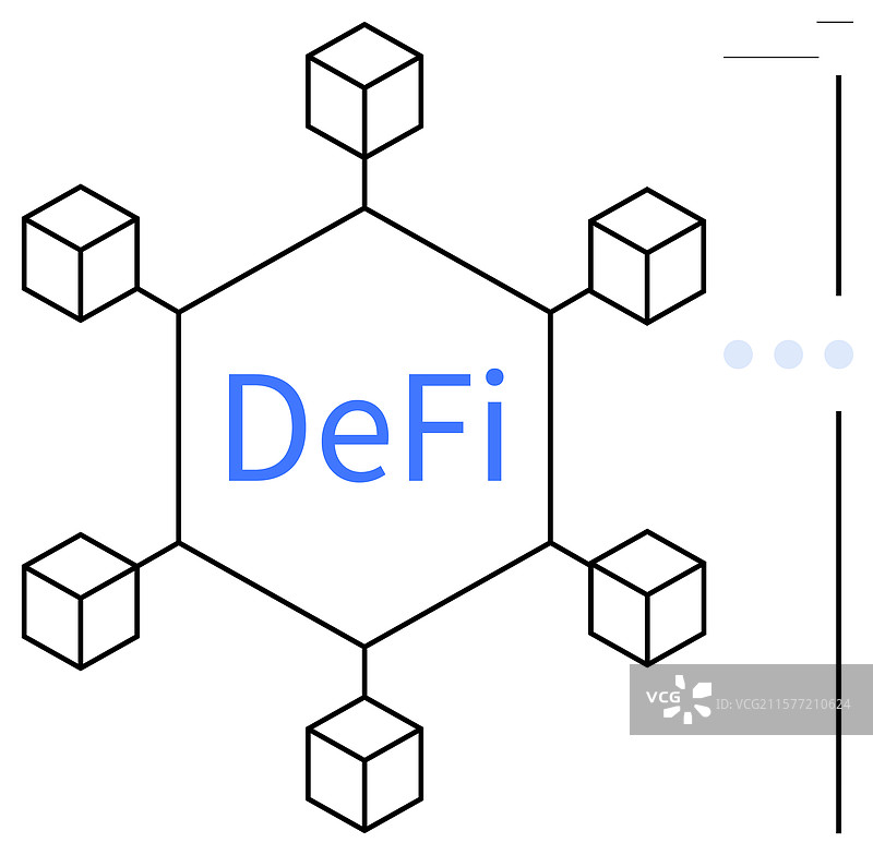 六边形的去中心化金融网络图片素材