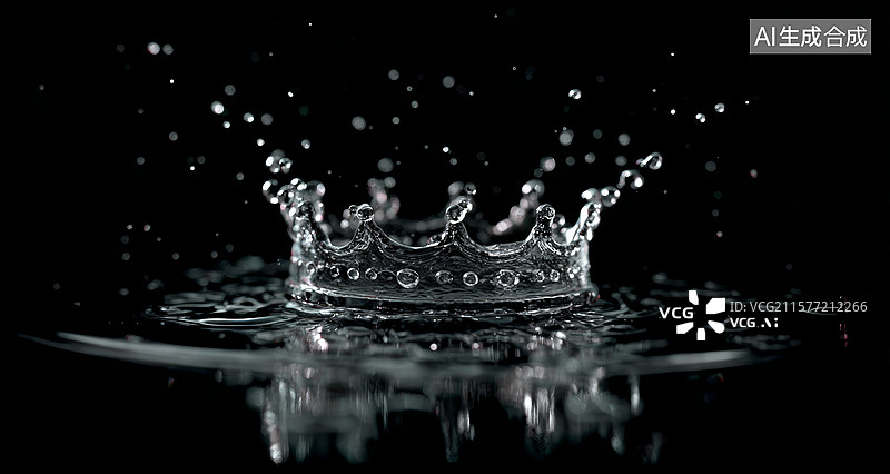 【AI数字艺术】水滴皇冠的瞬间图片素材