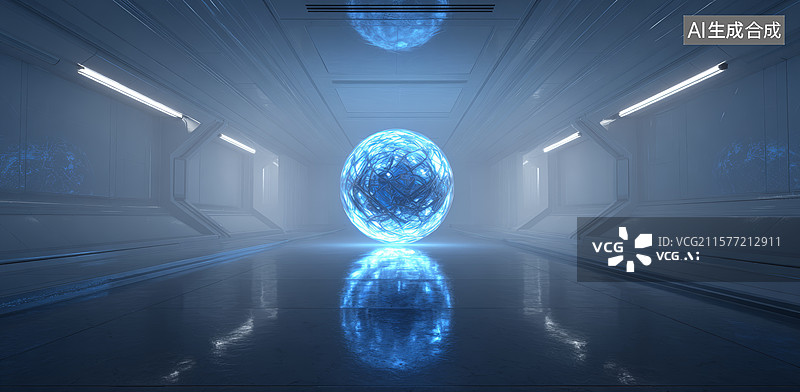 【AI数字艺术】未来科技走廊图片素材