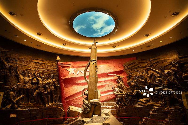 八一纪念馆和展馆大厅标志性建筑图片素材