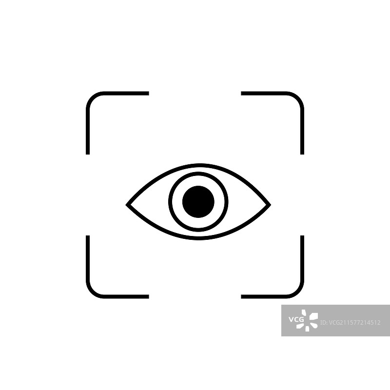 一个简单的方框内的眼睛线条画图片素材