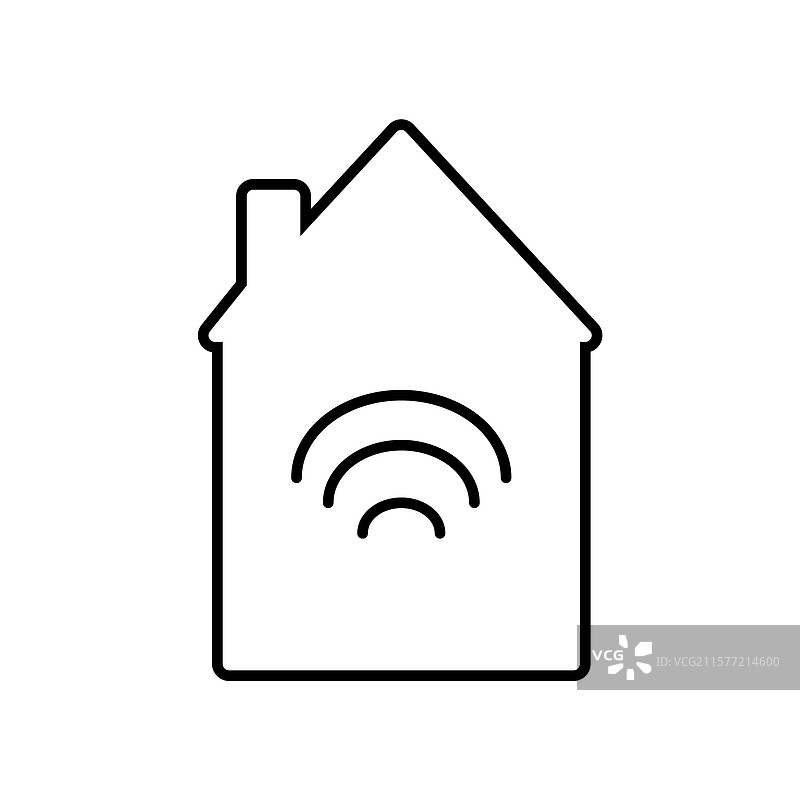 带有Wi-Fi信号的简化房屋轮廓图片素材