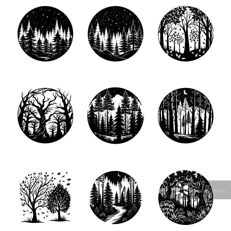 林地剪影 SVG图片素材