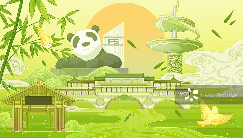 成都旅游插画图片素材