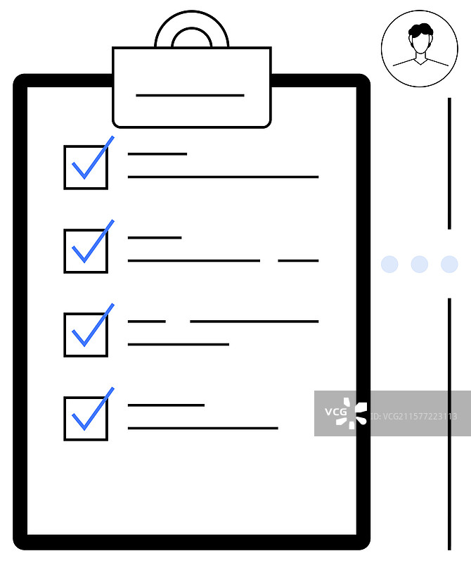 带有检查清单的剪贴板和用户资料图标图片素材