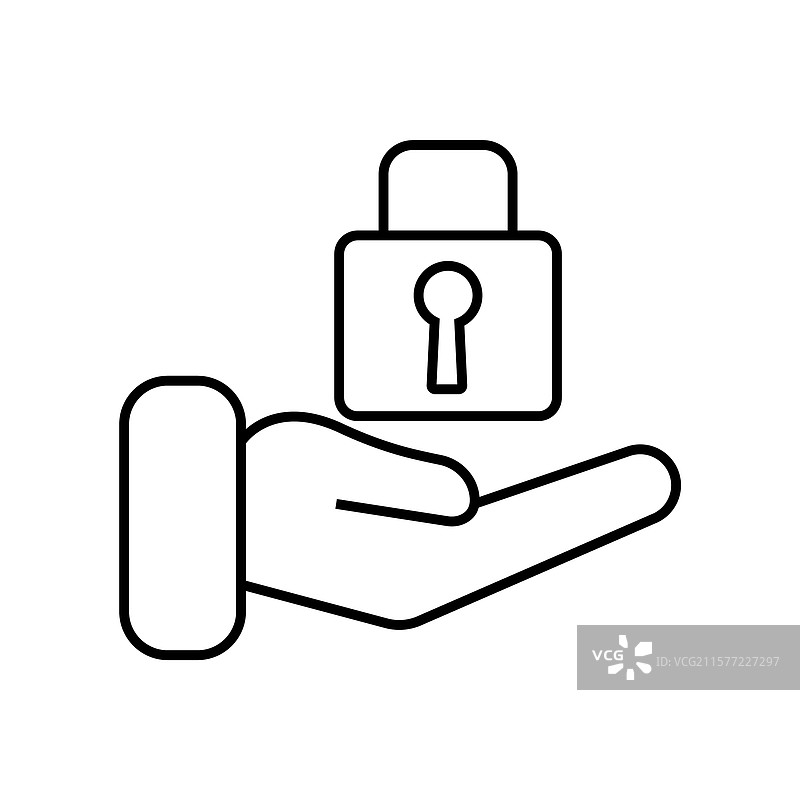 一只手握着一个挂锁，象征着安全和图片素材