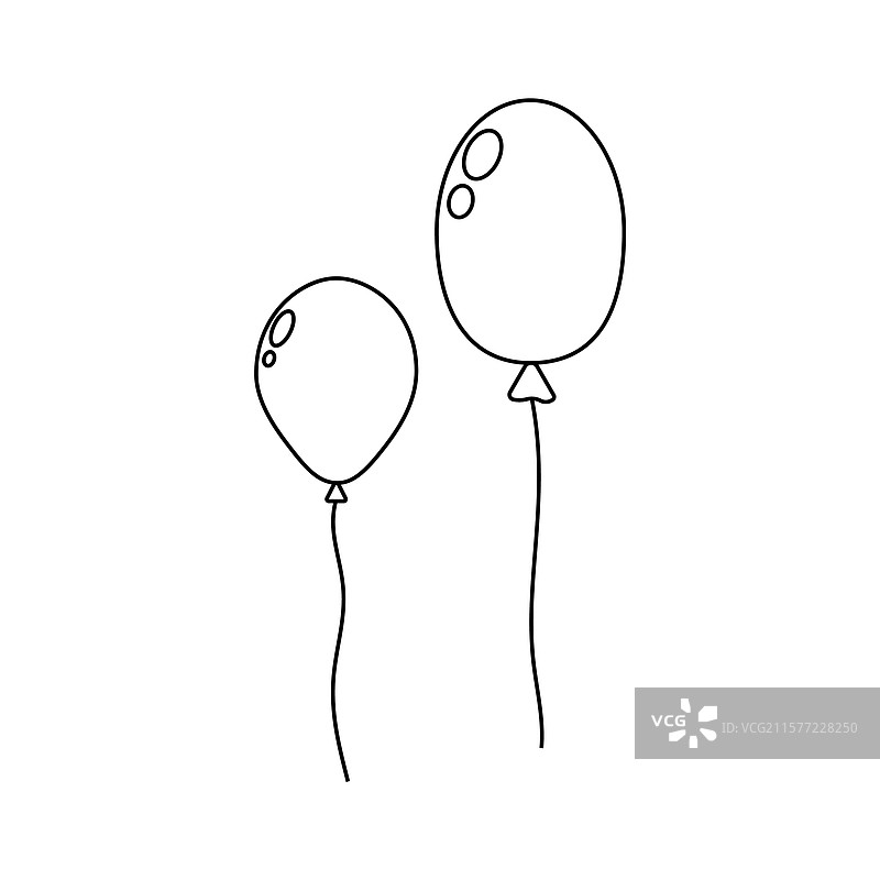 两个简单的气球系在绳子上，呈现极简风格图片素材