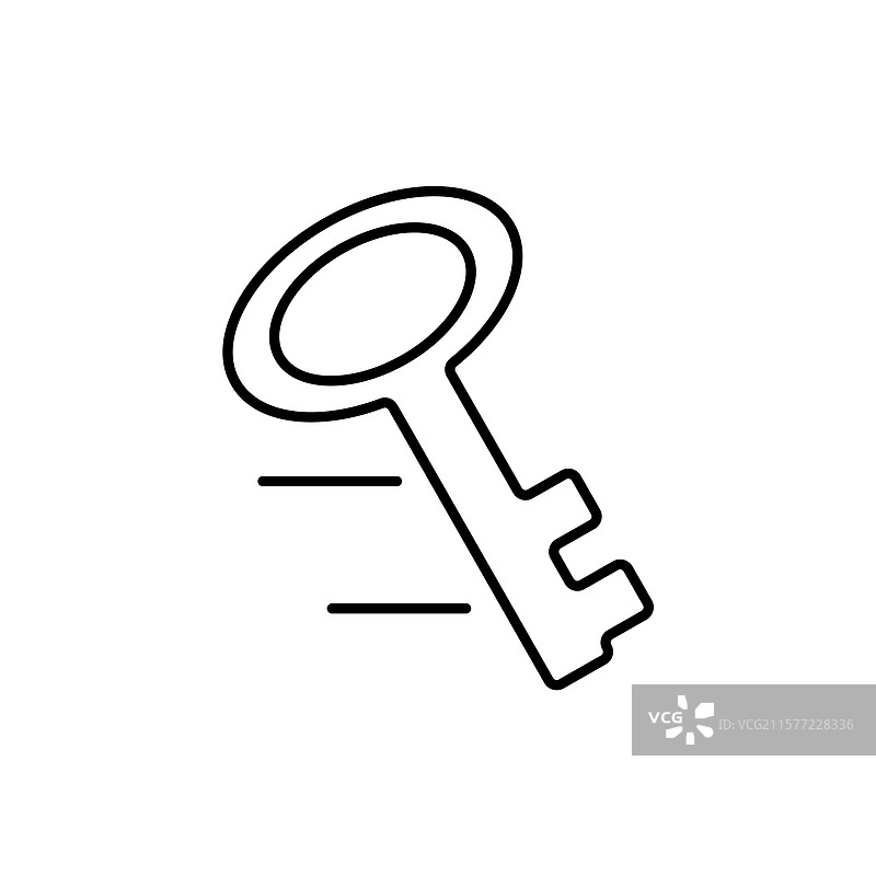 一幅简单的线条画，描绘了一把运动中的钥匙图片素材