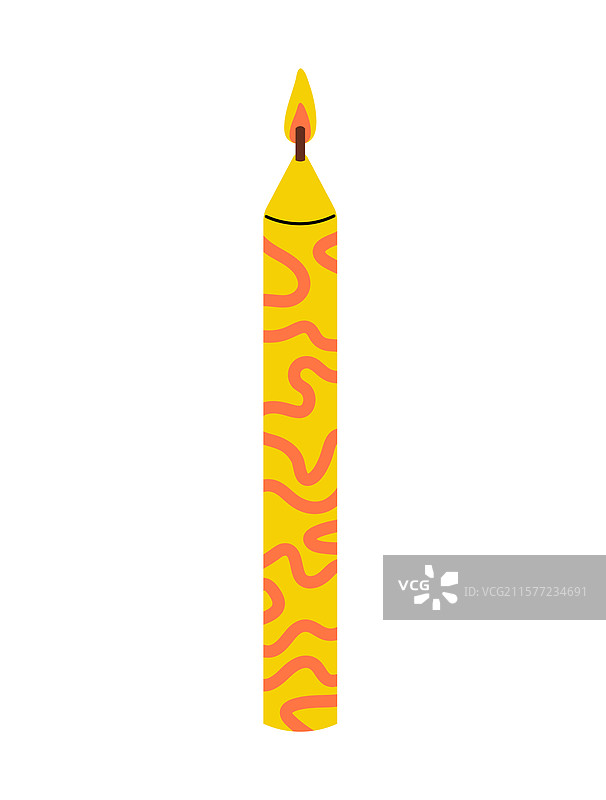 明亮的黄色蜡烛上有抽象的红色图案图片素材