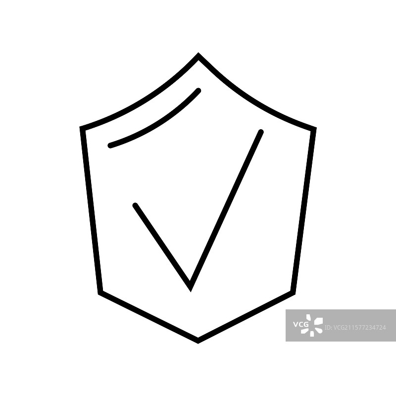 一个简单的勾号在盾牌内象征着图片素材