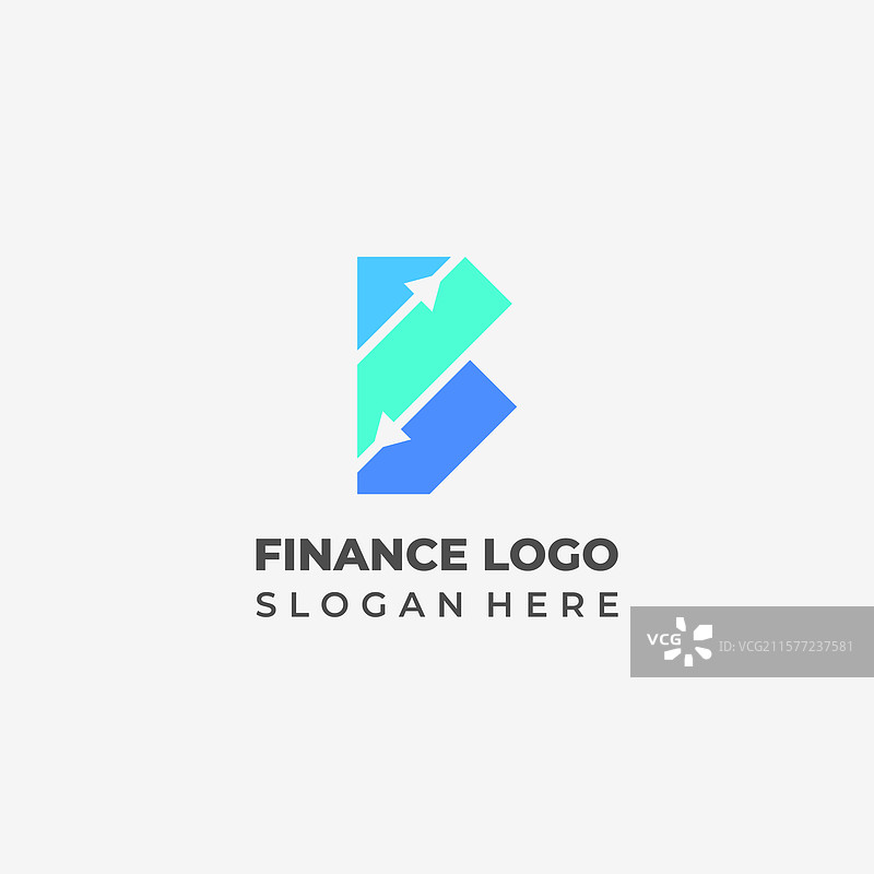 独特的金融标志，结合了图表字母B和图片素材