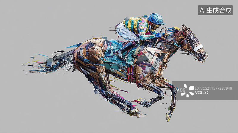 【AI数字艺术】速度与激情的赛马艺术图片素材