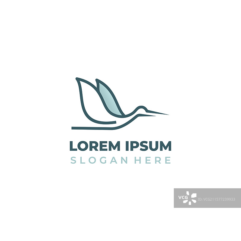 飞翔的鹤标志线条艺术和形状风格图片素材