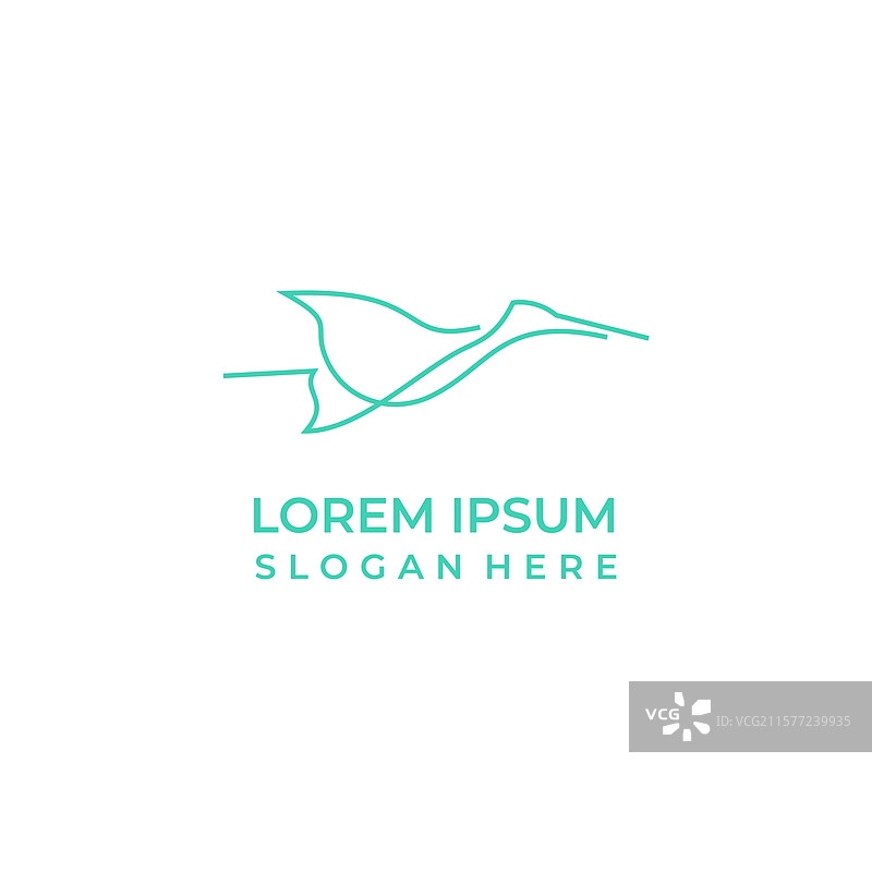 飞翔的鹤标志线条艺术风格图片素材