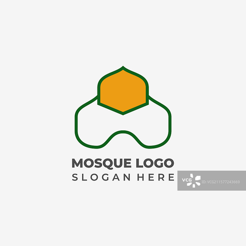 优雅简约的半线条清真寺圆顶logo图片素材