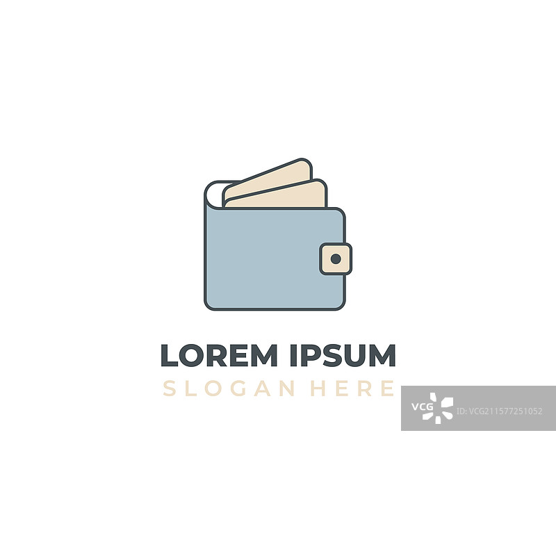 线条艺术风格的钱包logo组合图片素材