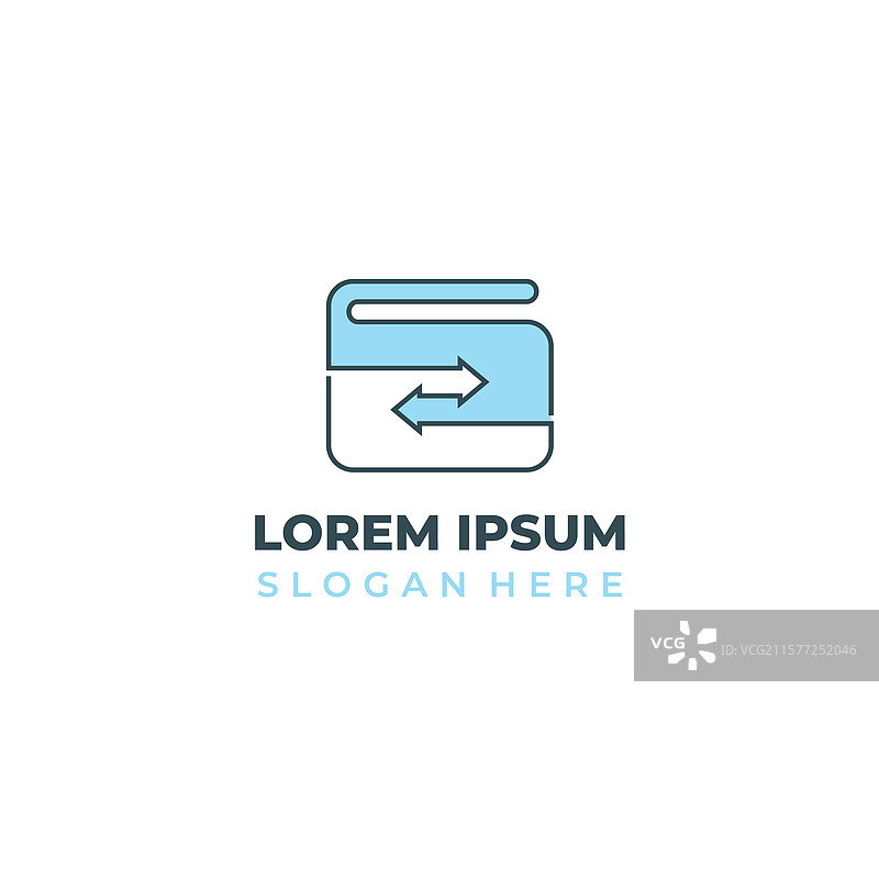 线条艺术风格的钱包logo组合图片素材