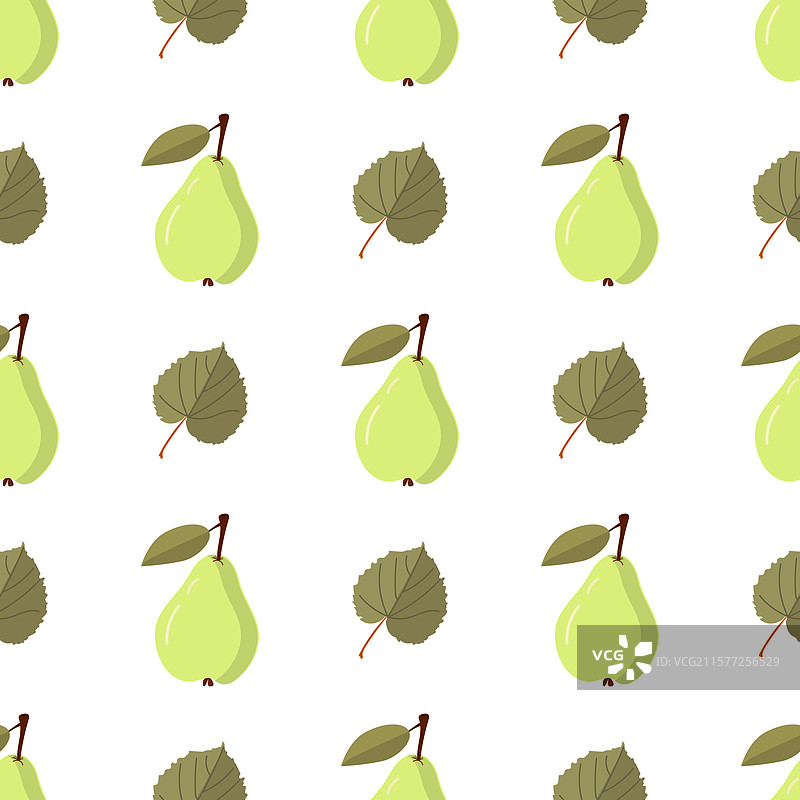 绿色梨和叶子图案图片素材