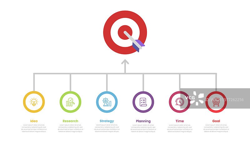 商业目标信息图，包含6个选项和图片素材