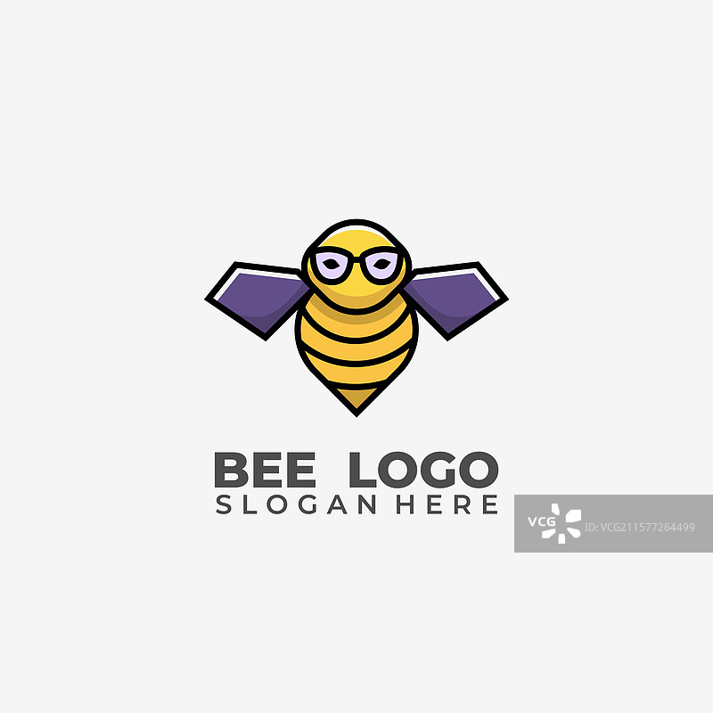戴着眼镜的创意蜜蜂logo，设计简单却富有趣味。图片素材