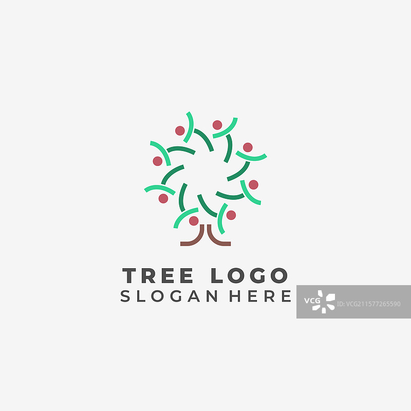 极简主义人树标志用于视觉识别图片素材