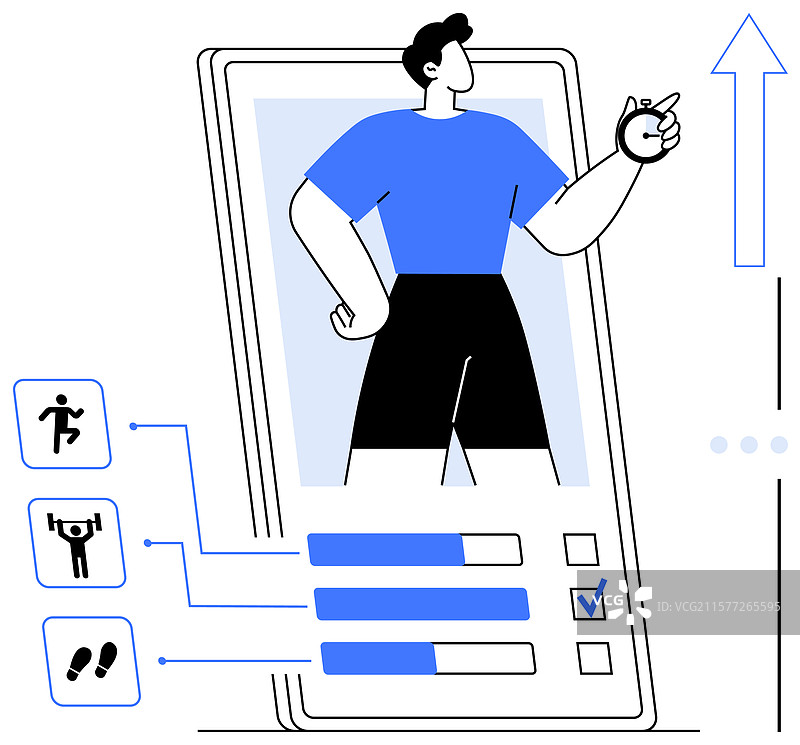 数字健身追踪器应用界面与用户图片素材